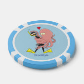 Funny octopus umarmt Taucher Cartoon Spaß Pokerchips (Einzeln)
