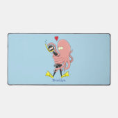 Funny octopus umarmt Taucher Cartoon Spaß Schreibtischunterlage (Vorderseite)