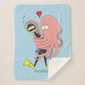 Funny octopus umarmt Taucher Cartoon Spaß Sherpadecke (Vorderseite)