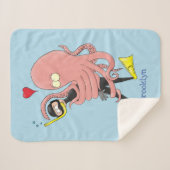 Funny octopus umarmt Taucher Cartoon Spaß Sherpadecke (Vorderseite (Horizontal))