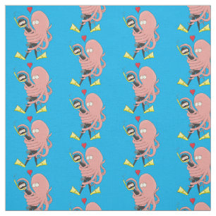 Funny octopus umarmt Taucher Cartoon Spaß Stoff