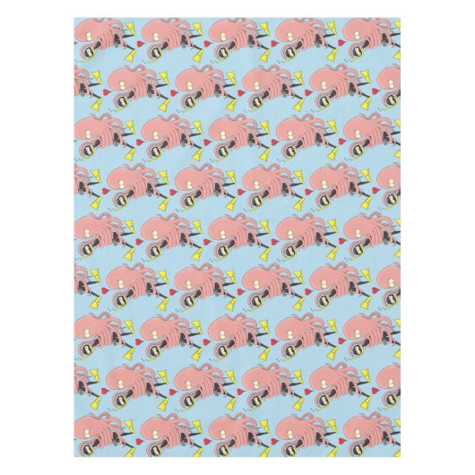 Funny octopus umarmt Taucher Cartoon Spaß Tischdecke (Vorderseite)