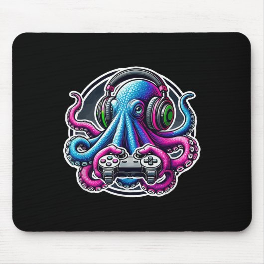 Funny Octopus Videospiele Lover Gamer Octopus Gami Mousepad (Vorne)