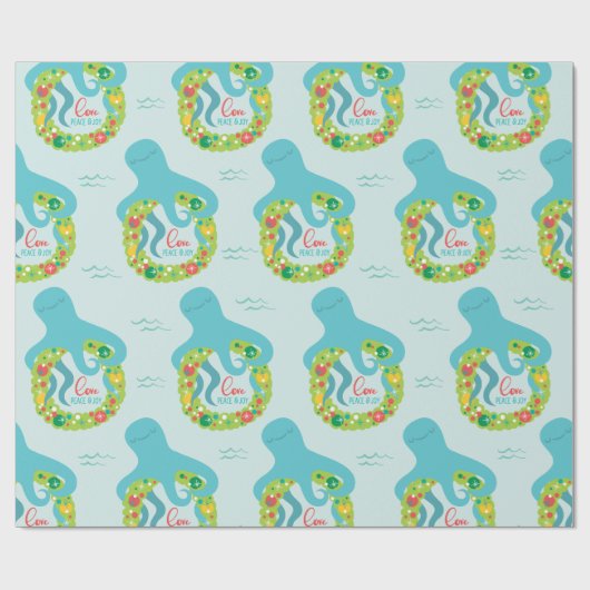 Funny Octopus Weihnachten Geschenkpapier (Flach)