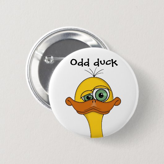 Funny Odd Duck Cartoon Button (Vorne & Hinten)
