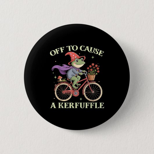 Funny Off To Cause A Kerfuffle Whimsical Wizard Fr Button (Vorderseite)