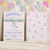 Funny offensichtlich ein Einhorn Regenbogen Mädche Einladung
