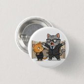 Funny Office Cat Boss Scolding Employee Button (Vorne & Hinten)