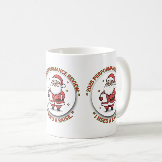 Funny Office Christmas Mug – Santa Performance Rev Kaffeetasse (VorderseiteRechts)