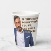 Funny Office-Kaffeekuchen mit Boss-Nachricht Pappbecher (Rückseite)