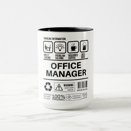 Funny Office Manager - Informationen zur Handhabun Tasse (Zentrum)