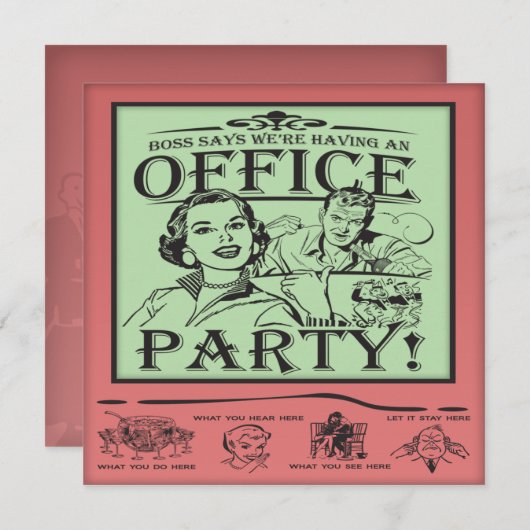 Funny Office Party Einladung (Vorne/Hinten)