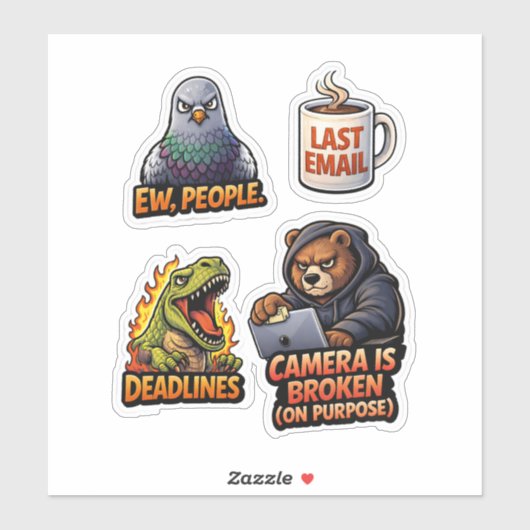 Funny Office Rage Sticker Sheet Pack (Blatt)