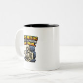 Funny Office Skeleton Meeting Email Coffee Mug Zweifarbige Tasse (Vorderseite Links)