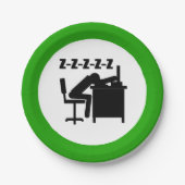 Funny Office Worker-Schlafen am Schreibtisch Pappteller (Vorderseite)