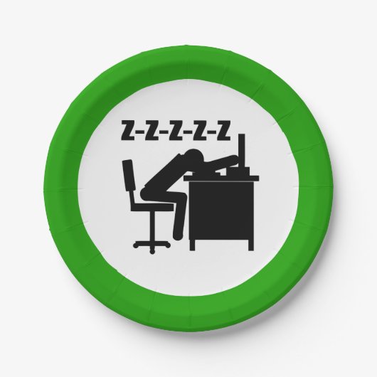 Funny Office Worker-Schlafen am Schreibtisch Pappteller (Vorderseite)