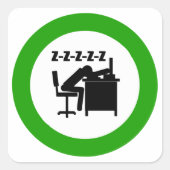 Funny Office Worker-Schlafen am Schreibtisch Quadratischer Aufkleber (Vorderseite)
