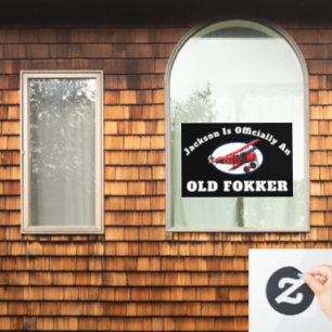 Funny Offiziell Old Fokker Over The Hill Birthday Fensteraufkleber