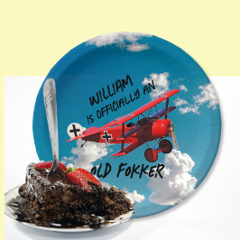 Funny Offiziell Old Fokker Over The Hill Birthday Pappteller