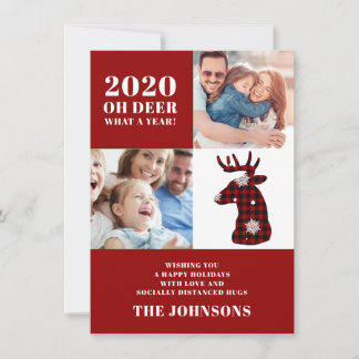 Funny Oh Deber Karierte Schneeflocken FotoCollage Feiertagskarte