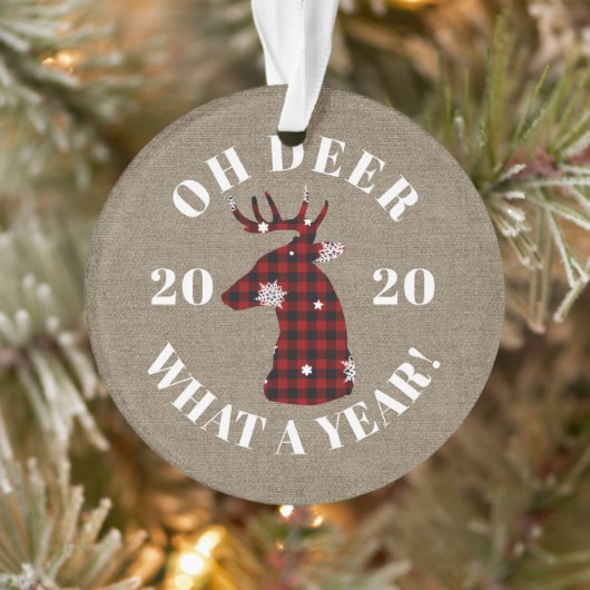 Funny Oh Deer 2020 Foto Ornament (Baum)