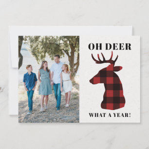 Funny Oh Deer What a Year Buffalo Pläd Feiertagskarte