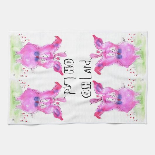 Funny Oh Lard Pink Pig Küchentuch (Horizontal)