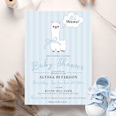 Funny Oh Mmama Llama Cute Blue Baby Boy Shower Einladung