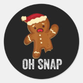 Funny Oh Snap Gingerbread Man Christmas Cookie Xma Runder Aufkleber (Vorderseite)