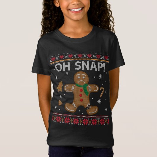 Funny Oh Snap Gingerbrot Ugly Christmas Sweater T-Shirt (Vorderseite)