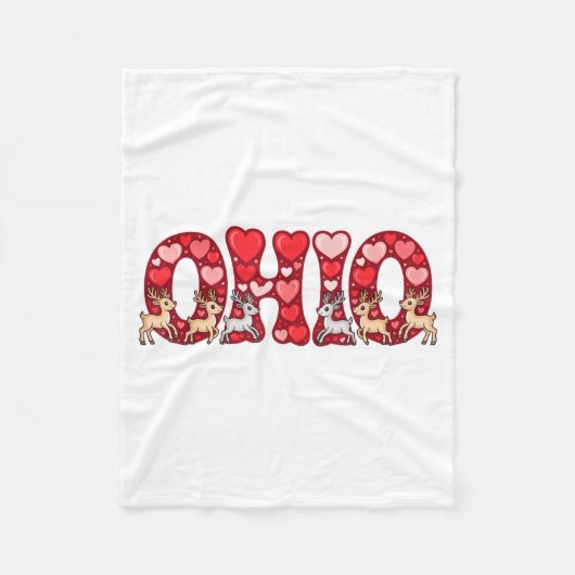 Funny Ohio Deer Midwestern Party O-h-i-o In Valent Fleecedecke (Vorderseite)