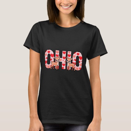 Funny Ohio Deer Midwestern Party O-h-i-o In Valent T-Shirt (Vorderseite)