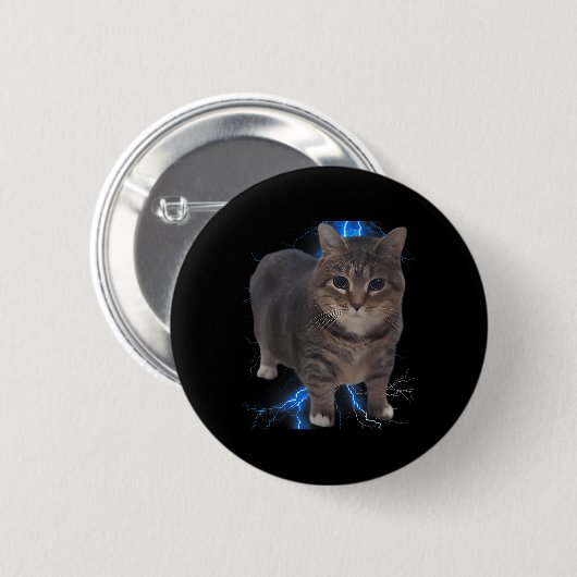Funny Oiia Oiia Spinning Cat Meme Cat Brainrot Button (Vorne & Hinten)