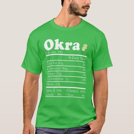 Funny Okra Nutrition Facts Erntedank Weihnachten T-Shirt (Vorderseite)