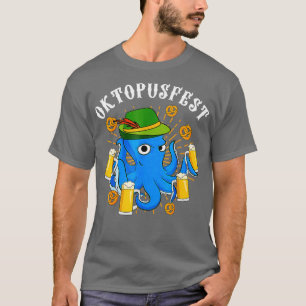 Funny Oktoberfest Octopus mit Bier & German Hat O T-Shirt