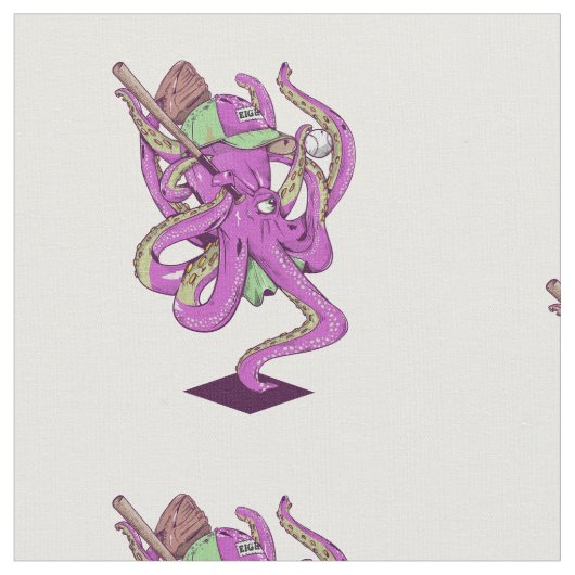 Funny Oktopus beim Baseball spielen Stoff (Nahaufnahme)
