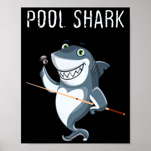 Funny Ol Shark Ol Players Billiard  Poster (Vorne)