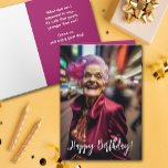 Funny Old Age Geburtstag Karte<br><div class="desc">Die Geburtstagskarte beinhaltet eine ältere Frau,  die vorne auf der Straße tanzt und Ihr persönlicher Gruß - oder nutzen Sie unsere - auf der Innenseite. Bestellen Sie DRUCKEN oder INSTANT DOWNLOAD! Mehr Designs in unserer Kollektion.</div>