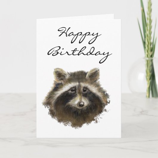 Funny, Old Age, Spaß, Birthday Raccoon Karte (Vorderseite)