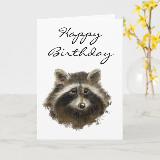 Funny, Old Age, Spaß, Birthday Raccoon Karte (Gelbe Blume)