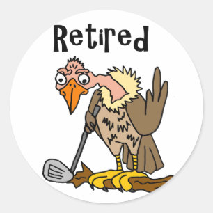 Funny Old Buzzard Pielen Golf Ruhiger Cartoon Runder Aufkleber