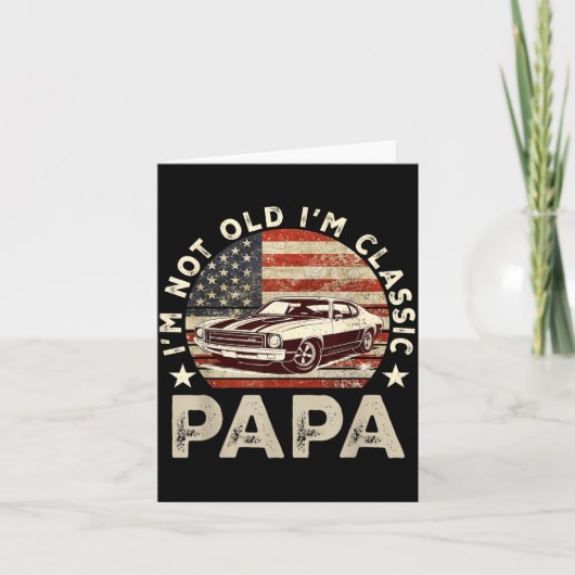 Funny Old Car Clic American Us Flag Mens Dad Papa Karte (Vorderseite)