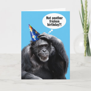 Funny Old Chimpanze mit Party Hat Geburtstag Karte