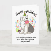 Funny Old English Sheepdog Birthday Card Donuts Einladung (Vorderseite)