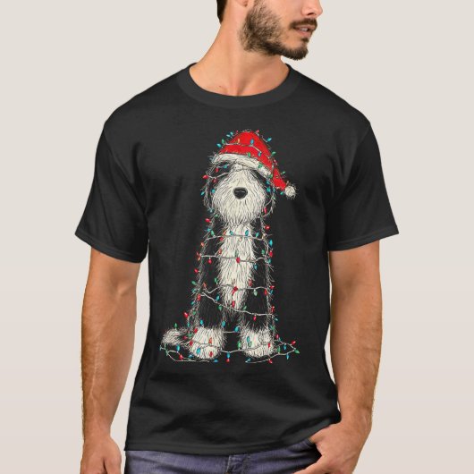 Funny Old English Sheepdog Christmas Graphics Dog  T-Shirt (Vorderseite)