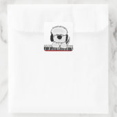 Funny Old English Sheepdog spielt Keyboard Quadratischer Aufkleber (Tasche)