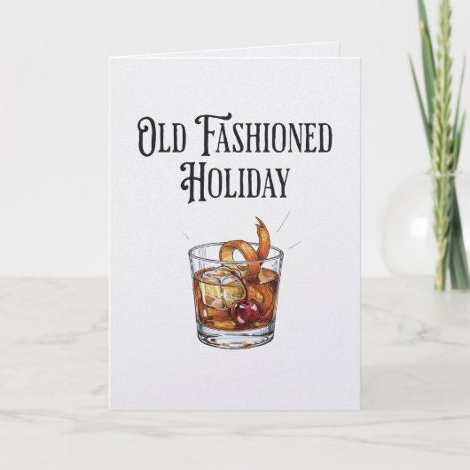 Funny Old Fashion Holiday Cocktail Christmas Karte (Vorderseite)