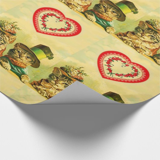 FUNNY OLD FASHION VALENTINE'S DAY CATCATS WITH HEA GESCHENKPAPIER (Ecke)