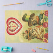 FUNNY OLD FASHION VALENTINE'S DAY CATCATS WITH HEA SEIDENPAPIER (Basteln)