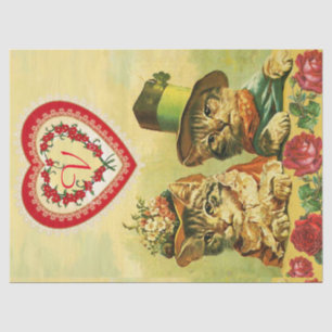 FUNNY OLD FASHION VALENTINE'S DAY CATCATS WITH HEA SEIDENPAPIER